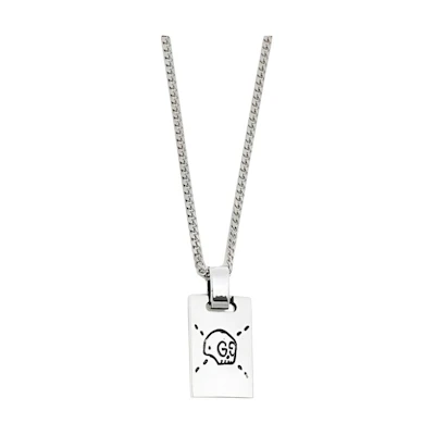GUCCI Ghost Pendant 925 Silver Unisex Necklace for Couples 455315-J8400-0701