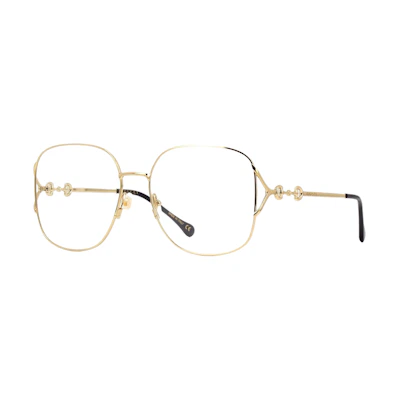 GUCCI Gold Alloy Square Optical Glasses Unisex Trendy Fashion. GG10190-001