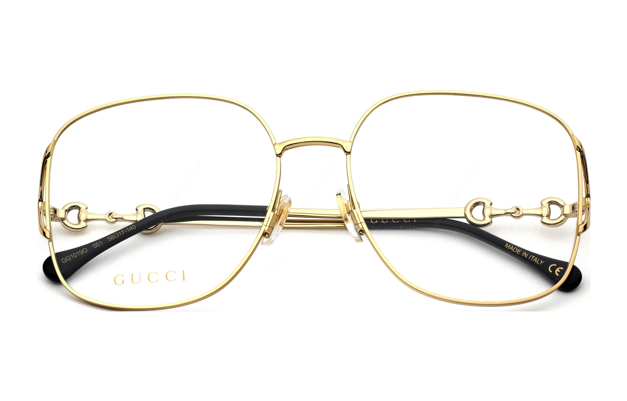 GUCCI Gold Alloy Square Optical Glasses Unisex Trendy Fashion. GG10190-001 圖 3