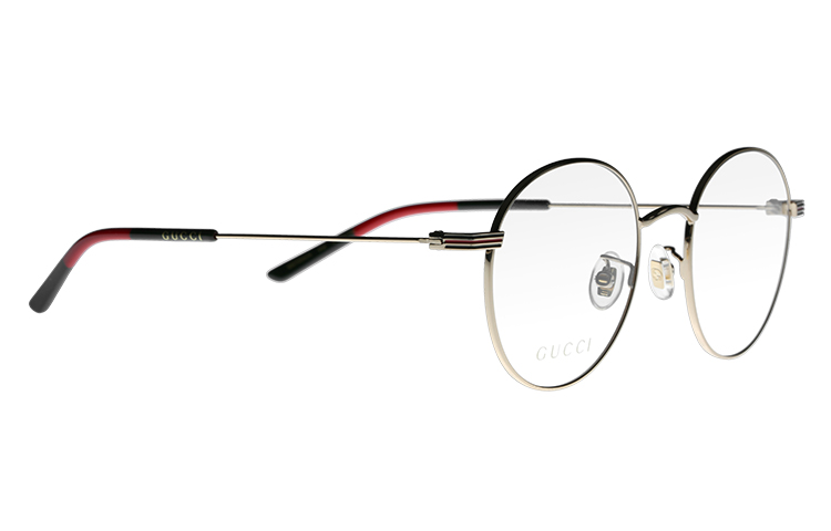 GUCCI Gold Frame Clear Lens Round Glasses Unisex with Logo & Black Accents. GG1054OK-002 51 圖 4