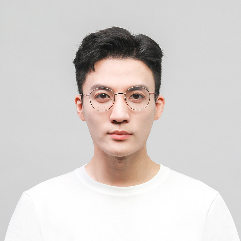 GUCCI Gold Frame Clear Lens Round Glasses Unisex with Logo & Black Accents. GG1054OK-002 51 圖 5