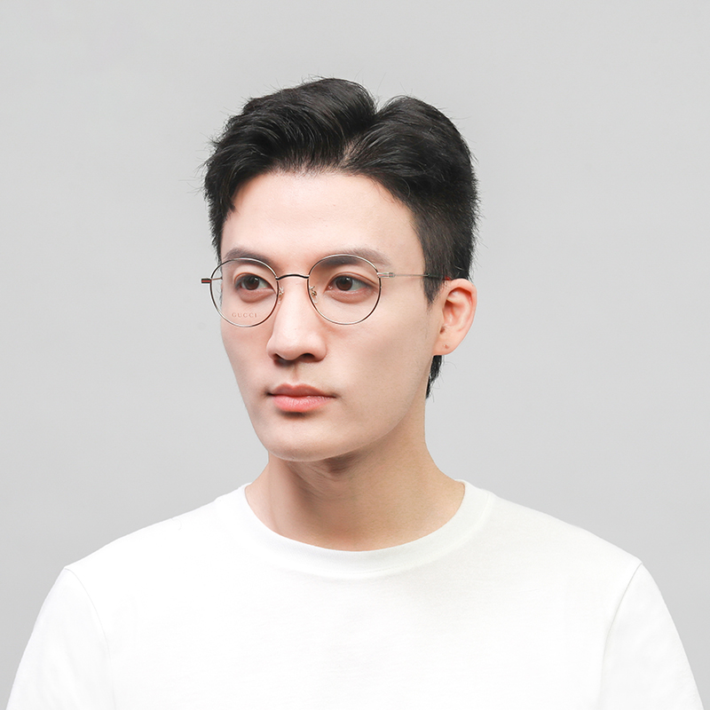 GUCCI Gold Frame Clear Lens Round Glasses Unisex with Logo & Black Accents. GG1054OK-002 51 圖 6