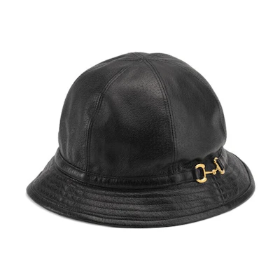 GUCCI Gold Horsebit Round Hat Unisex Couple Style Black 666600-4HAK5-1000