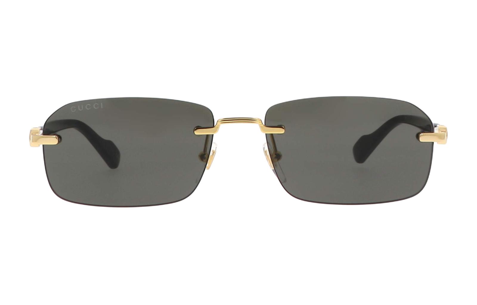 Lookbook GUCCI Gold Irregular Metal Logo Sunglasses for Men. GG1221S001goldblackgrey001