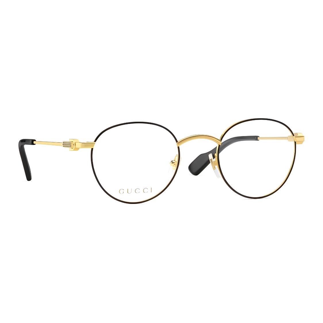 GUCCI Gold Oval Optical Frame with Enamel Side Web Detailing for Men. 707767I33308091