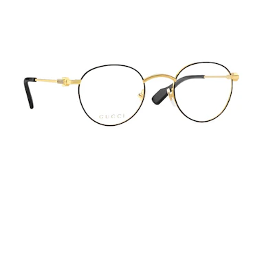 GUCCI Gold Oval Optical Frame with Enamel Side Web Detailing for Men. 707767I33308091