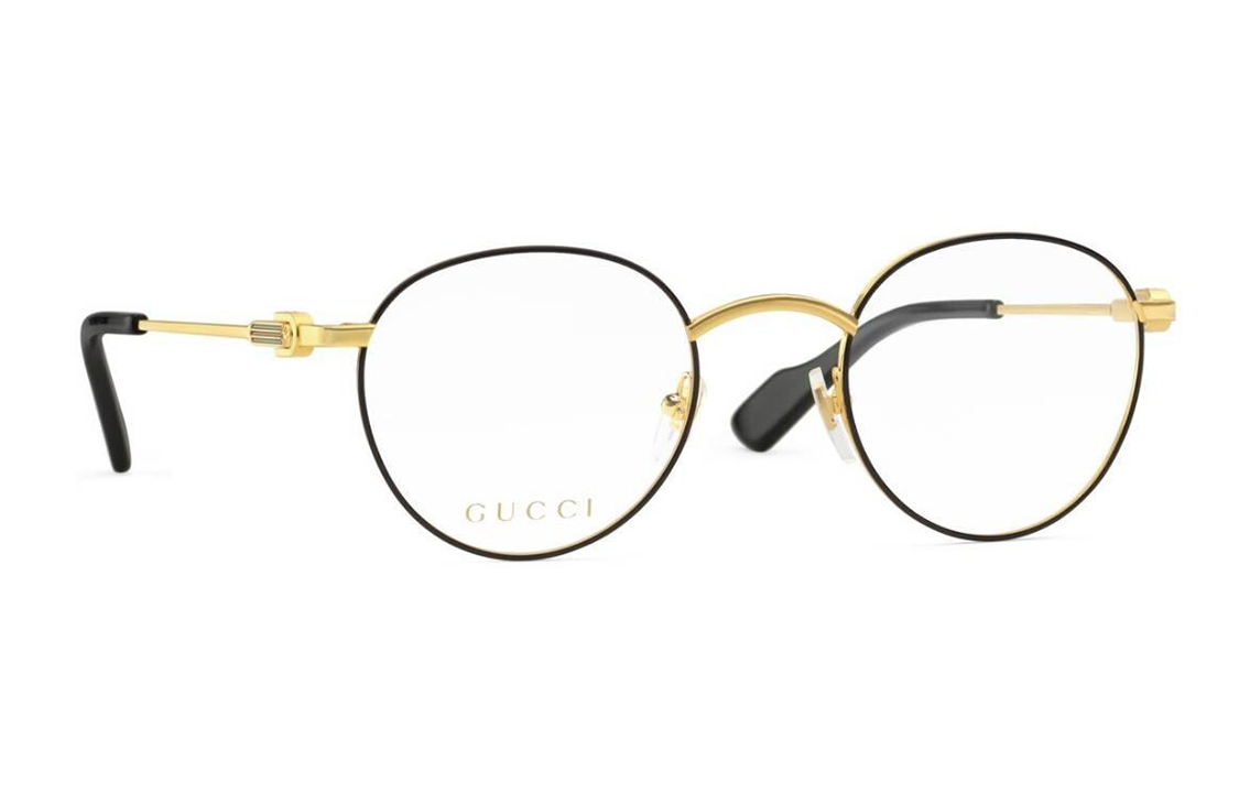 GUCCI Gold Oval Optical Frame with Enamel Side Web Detailing for Men. 707767I33308091 圖 2