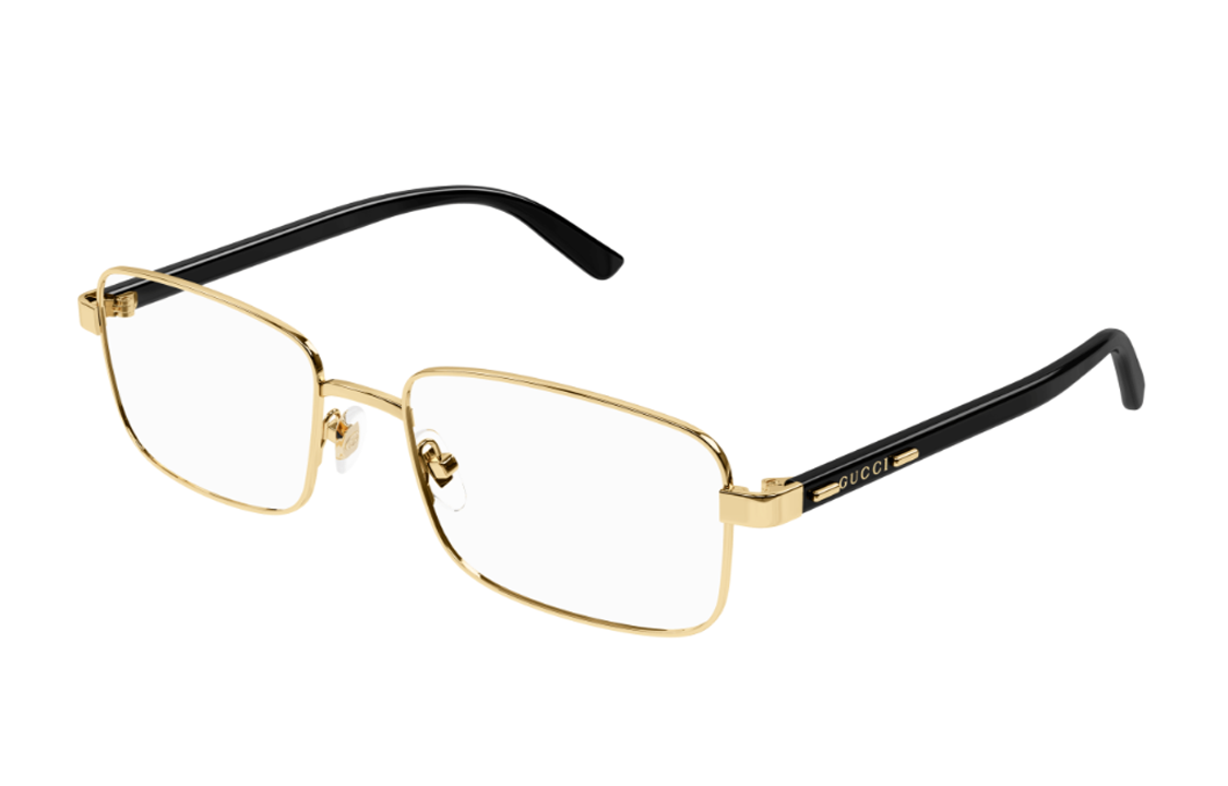Order GUCCI 男士金色矩形光学眼镜 寺庙饰有标志细节 GG1586O004