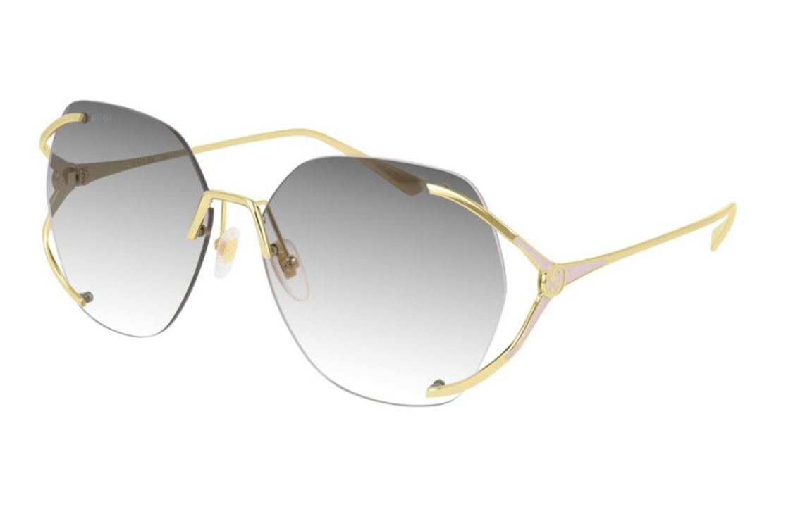 GUCCI Gold Rimless Metal Sunglasses with Grey Lenses GG0651S-004