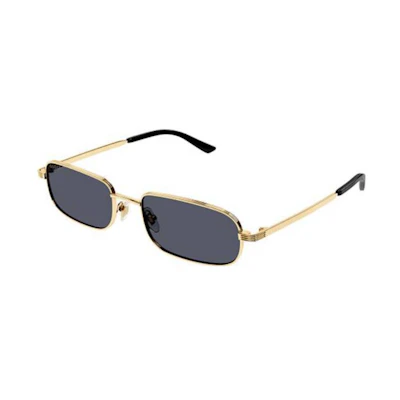GUCCI Gold Square Metal Sunglasses Unisex Couple Style with Logo Temples. GG1457S001GOLDGOLDGREY