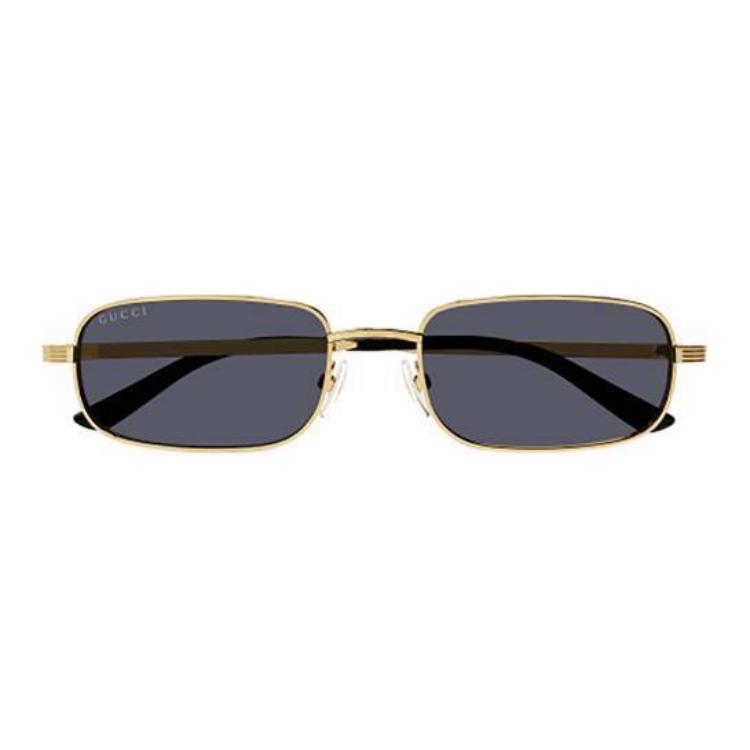 GUCCI Gold Square Metal Sunglasses Unisex Couple Style with Logo Temples. GG1457S001GOLDGOLDGREY 圖 3