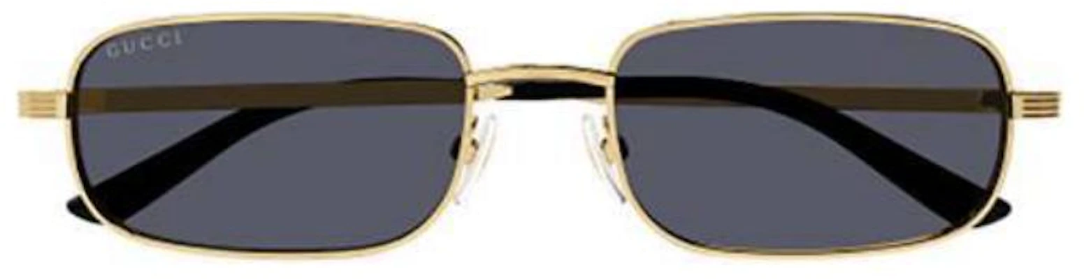 GUCCI Cermin Mata Emas Logam Petak Unisex Gaya Pasangan dengan Logo. GG1457S001GOLDGOLDGREY Lookbook GUCCI Cermin Mata Emas Logam Petak Unisex Gaya Pasangan dengan Logo. GG1457S001GOLDGOLDGREY