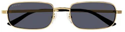 Lookbook GUCCI Cermin Mata Emas Logam Petak Unisex Gaya Pasangan dengan Logo. GG1457S001GOLDGOLDGREY