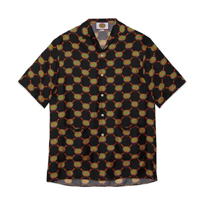 Gucci Good Game FW22 Double G Logo Button-Up Short Sleeve Shirt Black 720181-ZAK4Q-1216