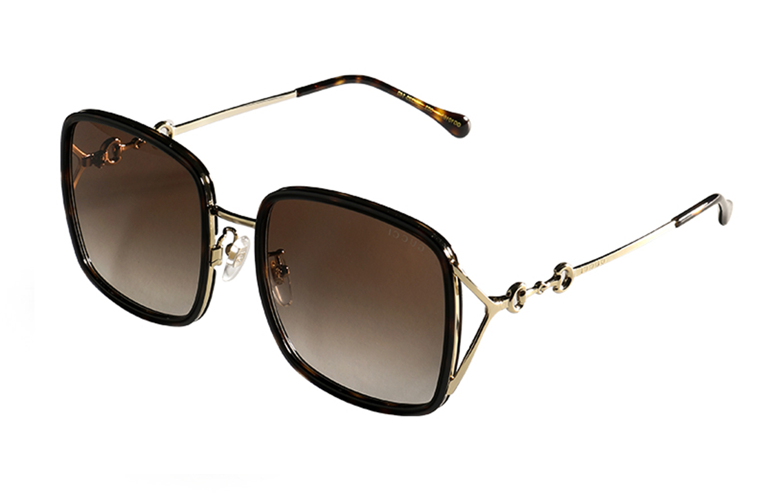 GUCCI Gradient Brown Lens Metal Frame Elegant Square Sunglasses GG1016SK-003 58