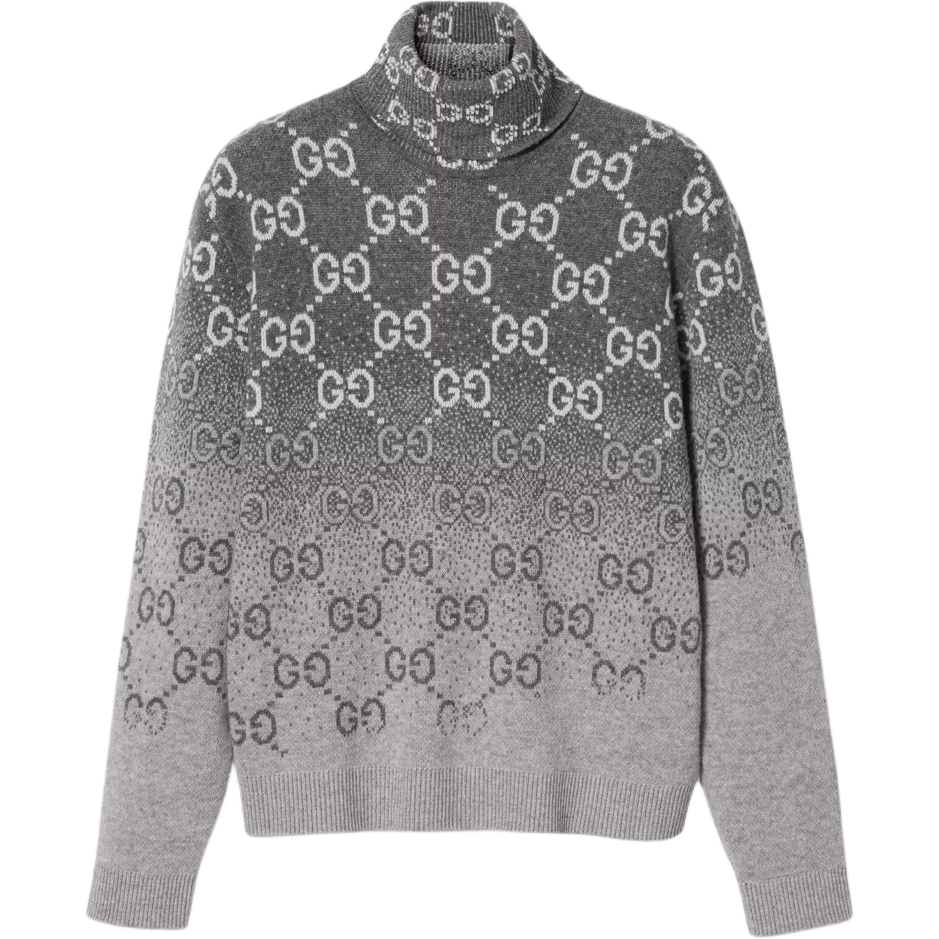 Gucci Gradient Logo Turtleneck Pullover Sweater Gray 796099-XKD42-1039