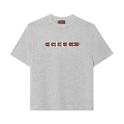 Gucci Graphic Print Crew Neck Short Sleeve T-shirt Men Grey 784361-XJGM9-1230