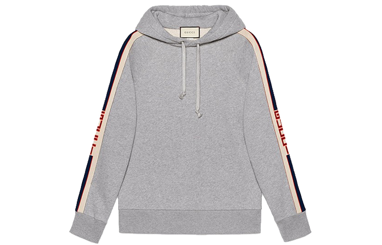 Gucci Gray Hoodie with Side Stripes and Logo 497249-X9I97-1295