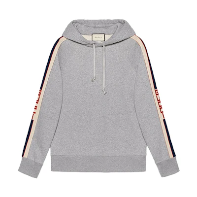 Gucci Gray Hoodie with Side Stripes and Logo 497249-X9I97-1295