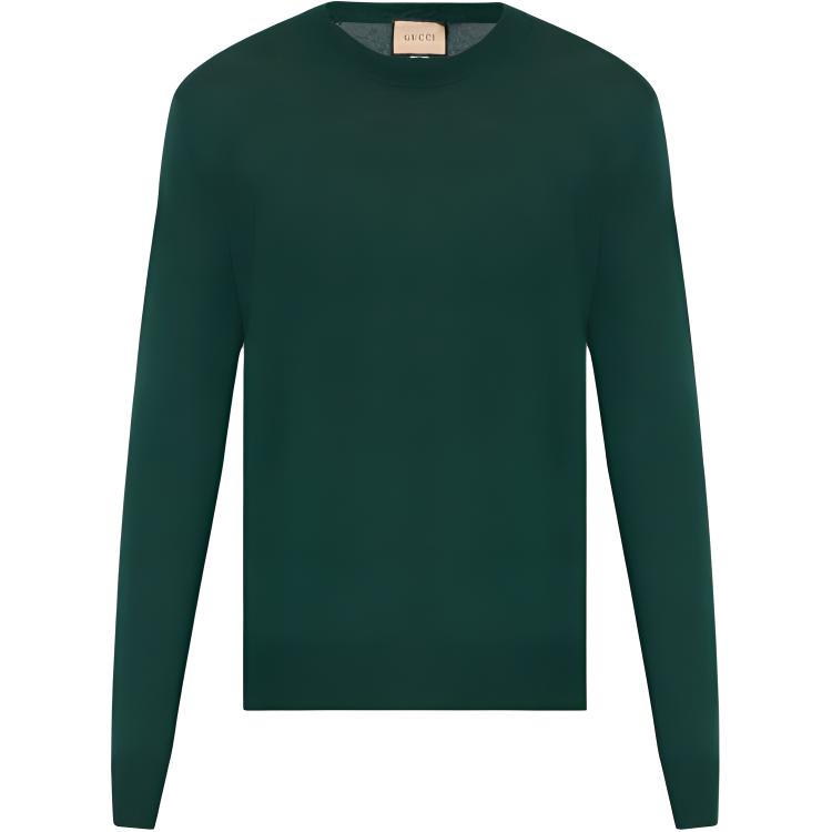 Gucci Green Crewneck Sweater with Logo Print 763661-XKDLY-3581