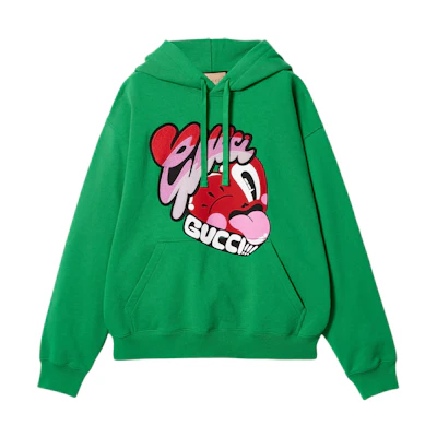 Gucci Green FW24 Cartoon Letter Print Drawstring Hoodie 782788-XJGIE-3063
