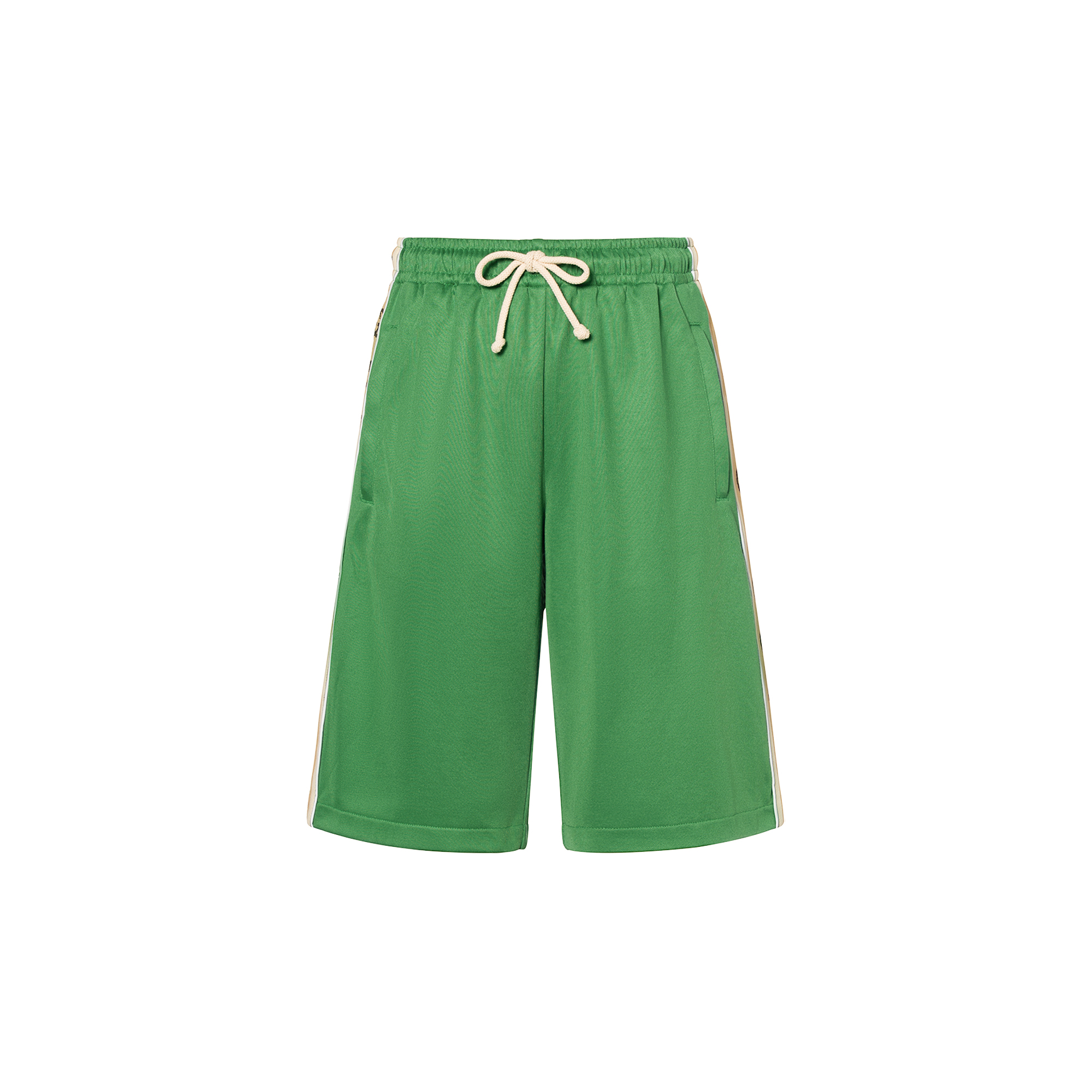 Gucci Green Knit Drawstring Shorts with GG Side Stripe 604150-XJBZ8-3072