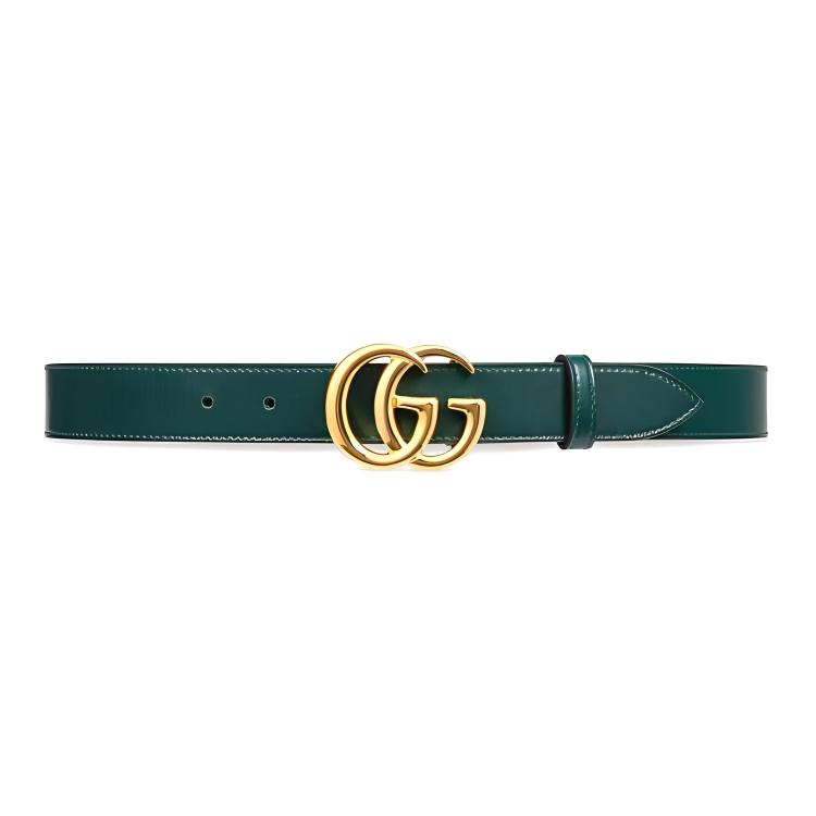 GUCCI Green Leather Belt with Logo Details (Width: 3cm) 414516-0YA0G-3020