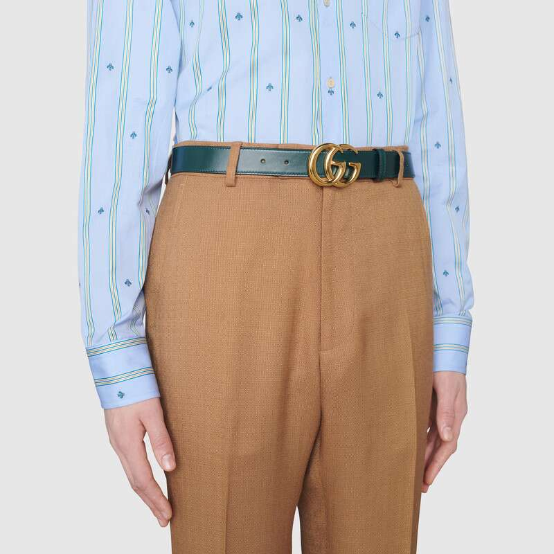 Purchase GUCCI Green Leather Belt with Logo Details (Width: 3cm) 414516-0YA0G-3020
