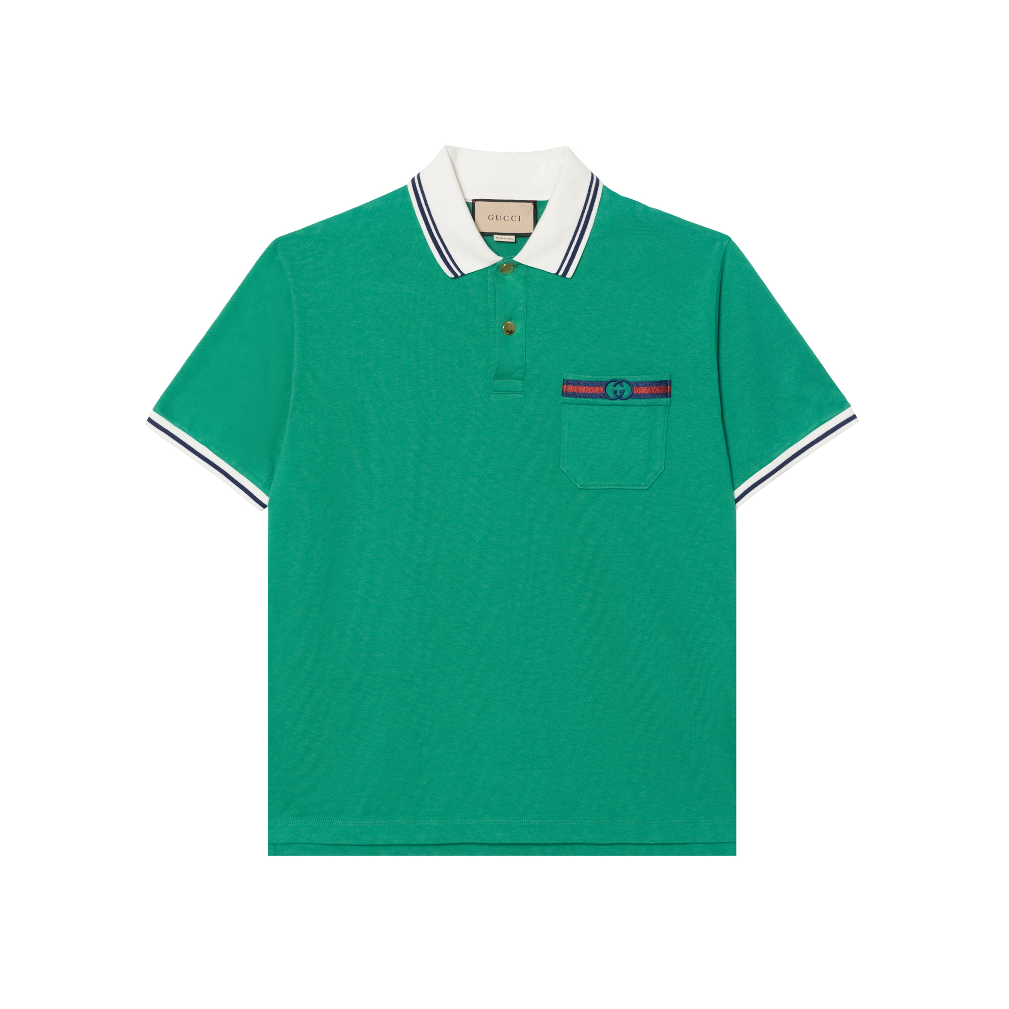 Gucci Green Logo Embroidered Striped Polo Shirt 628339-XJCQR-3129