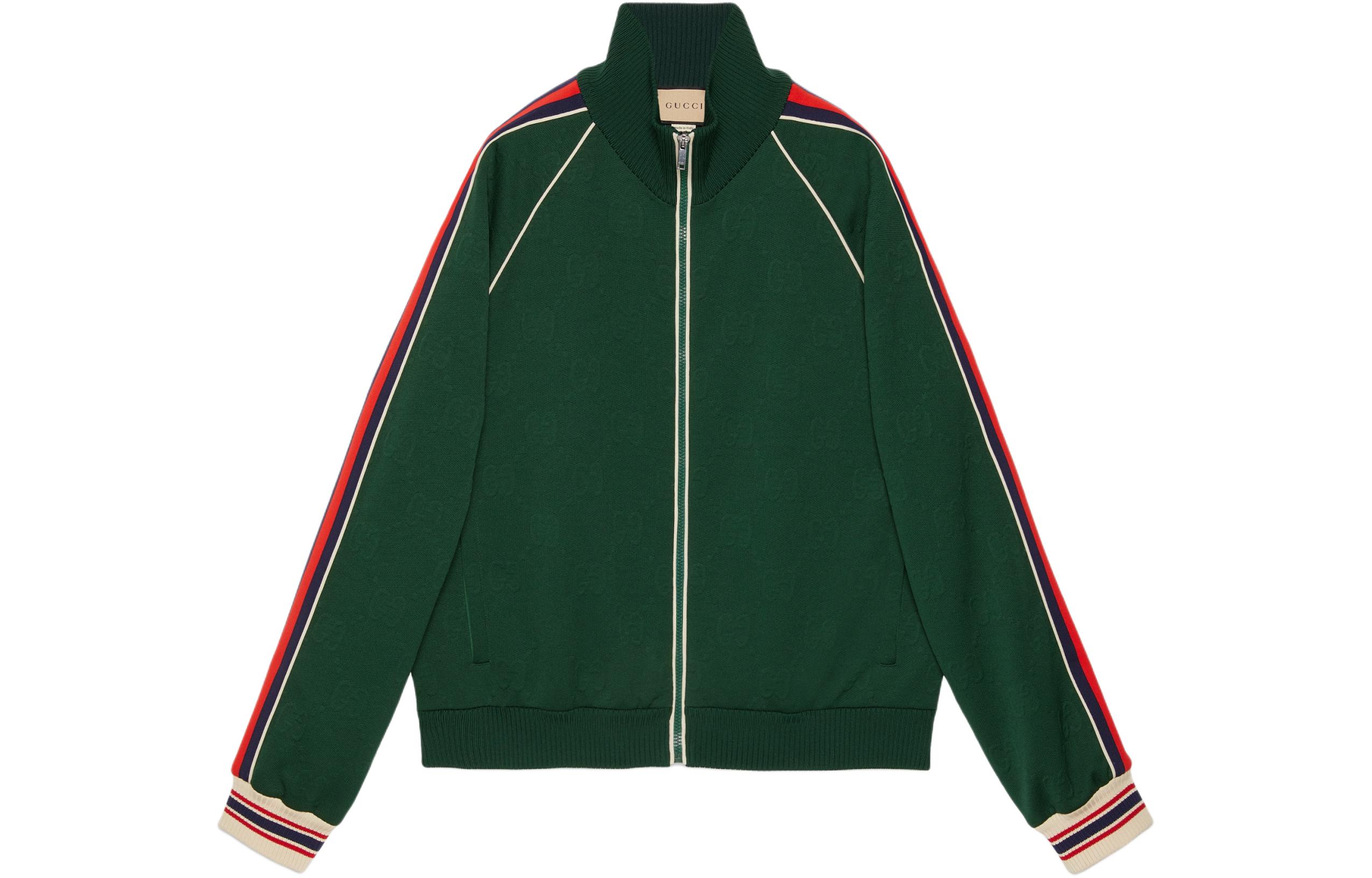 Gucci Green Logo Jacquard Stripe Zip-Up Jacket 662270-XJDE9-3754