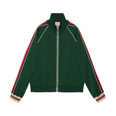 Gucci Green Logo Jacquard Stripe Zip-Up Jacket 662270-XJDE9-3754