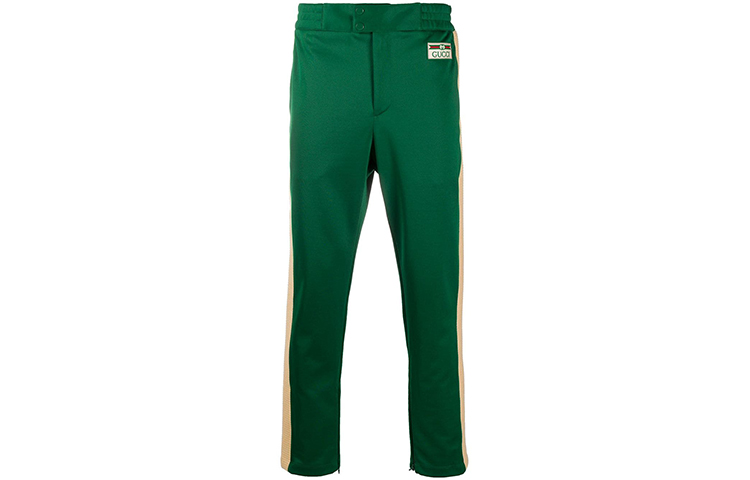 Buy Gucci Celana Hijau Knit Lurus Patch Logo Kancing. 625306-XJCNI-3129