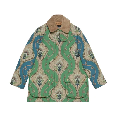 Gucci Green Pattern Print Color Block Single-Breasted Jacket 791408-XVALO-0300