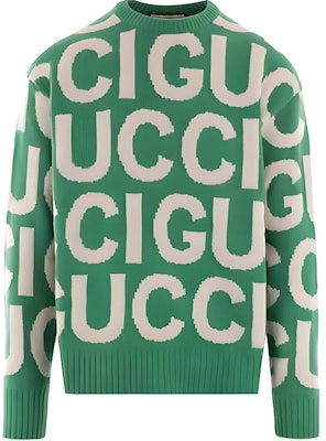 Gucci 綠色 SS24 Monogram 提花圓領毛衣 763672-XKDLV-3521 Buy Gucci 綠色 SS24 Monogram 提花圓領毛衣 763672-XKDLV-3521