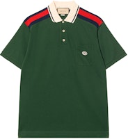 Gucci Green Striped Badge Print Polo Shirt 737656-XJF4V-3754 Gucci Green Striped Badge Print Polo Shirt 737656-XJF4V-3754