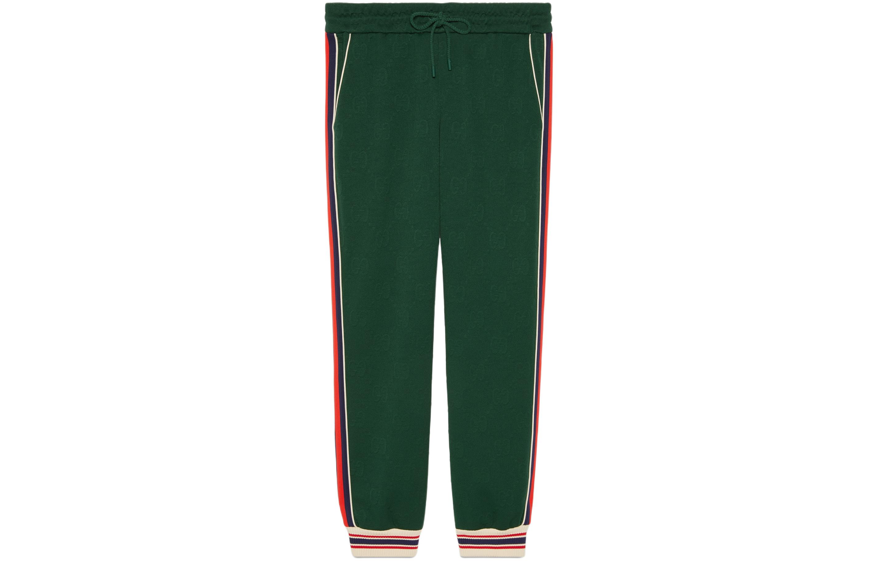 Gucci Green Striped Logo Embossed Jogger Knit Pants 663569-XJDE-93754
