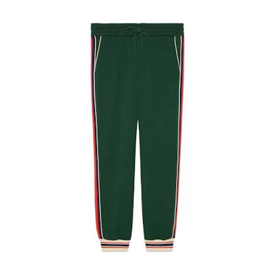 Gucci Green Striped Logo Embossed Jogger Knit Pants 663569-XJDE-93754