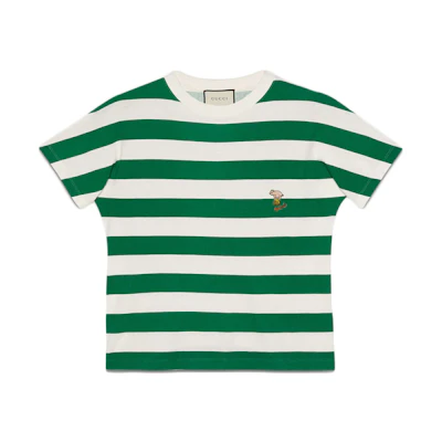 Gucci Green Striped T-Shirt with Pig Patch 626986-XJCOP-9762