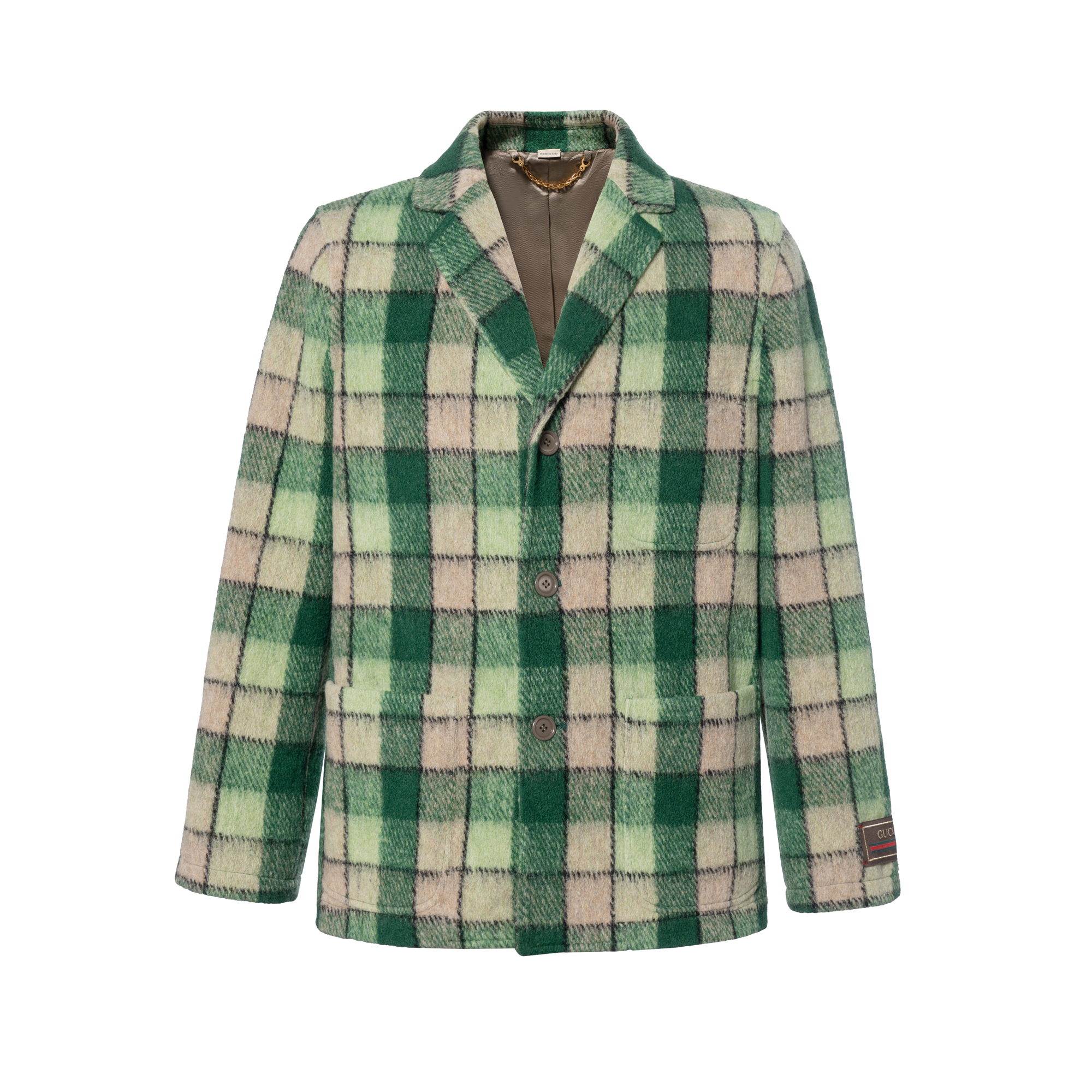 Gucci Green Wool-Blend Checkered Blazer SS23 722496-ZALCX-9672
