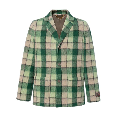 Gucci Green Wool-Blend Checkered Blazer SS23 722496-ZALCX-9672