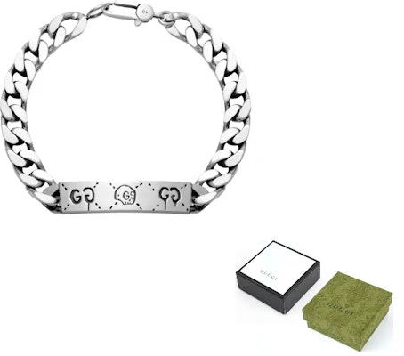 GUCCI Gremlins Skull Silver Couples Cuban Chain Bracelet Unisex 455321-J8400-0701 Details for GUCCI Gremlins Skull Silver Couples Cuban Chain Bracelet Unisex 455321-J8400-0701