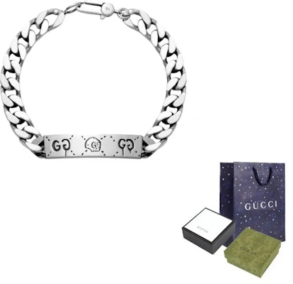GUCCI Gremlins Skull Silver Couples Cuban Chain Bracelet Unisex 455321-J8400-0701 Cheap GUCCI Gremlins Skull Silver Couples Cuban Chain Bracelet Unisex 455321-J8400-0701