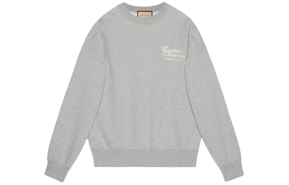 Gucci Grey Cotton Jersey Sweatshirt with Embroidery 782757-XJGGV-1056