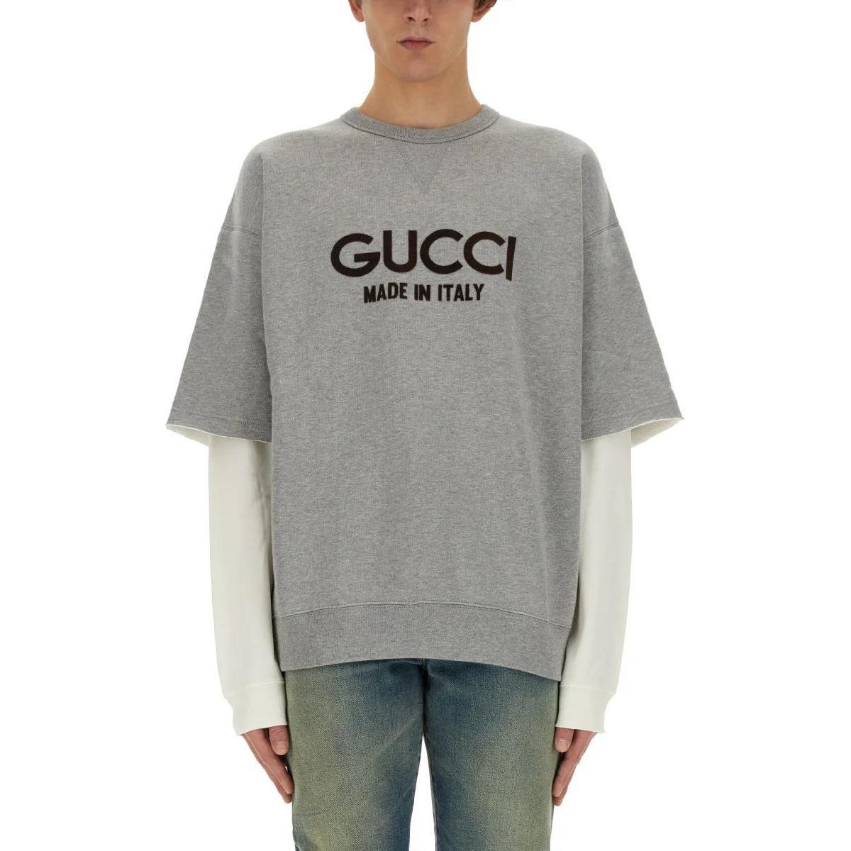 Gucci Grey Crewneck Sweatshirt with Logo Print 768458-XJF32-1136