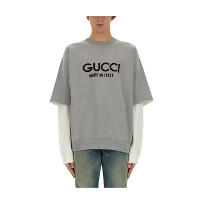 Gucci Grey Crewneck Sweatshirt with Logo Print 768458-XJF32-1136