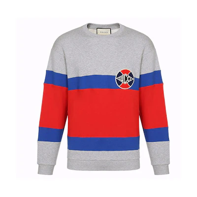 GUCCI Grey Crewneck Sweatshirt with Red and Blue Accents 548328-XJAKR-1093