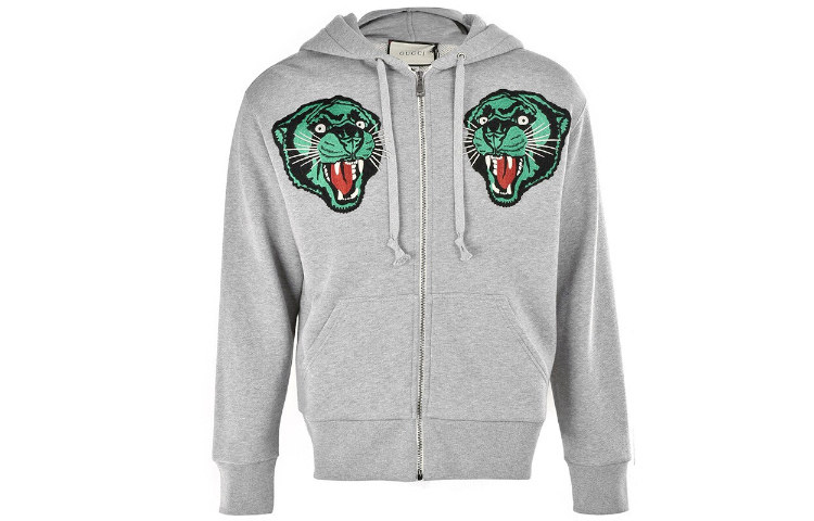 Gucci Grey Hoodie with Twin Leopard Head Embroidery 519681-XJAOB-1097
