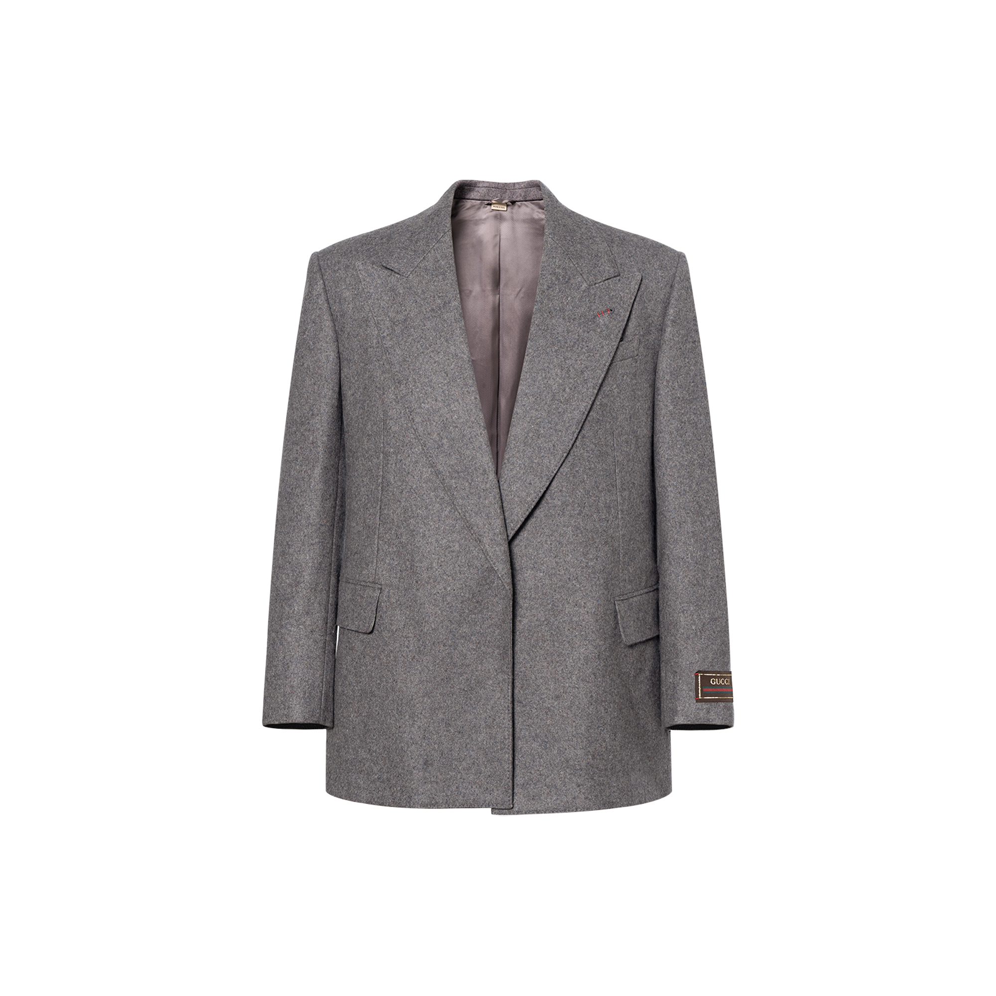 Gucci Grey Solid Logo Notched Collar Blazer FW22 721274-ZAK73-1401