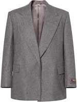 Gucci Grey Solid Logo Notched Collar Blazer FW22 721274-ZAK73-1401 Gucci Grey Solid Logo Notched Collar Blazer FW22 721274-ZAK73-1401
