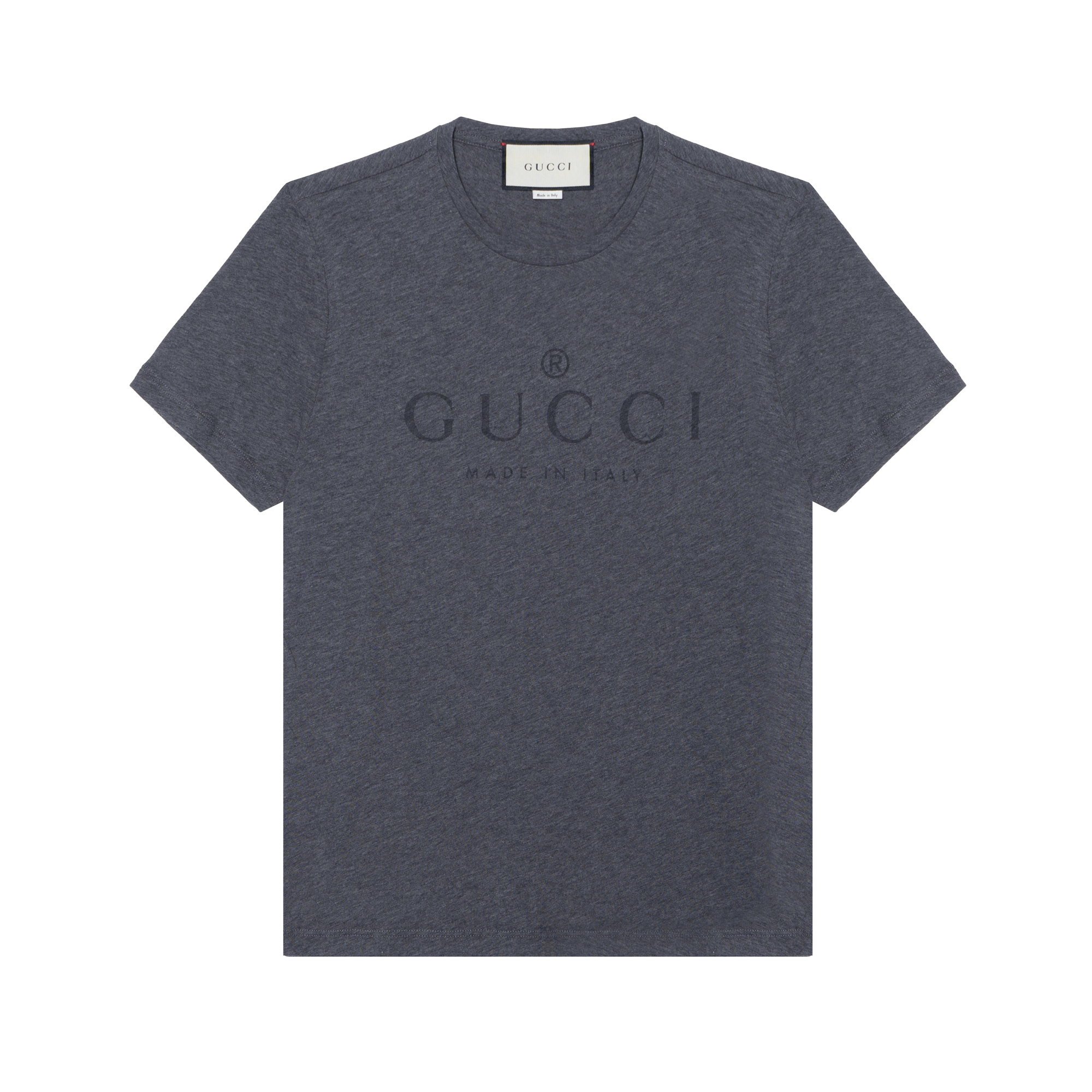 Gucci Grey Solid Logo Print Crewneck T-Shirt 441685-X3A80-1200